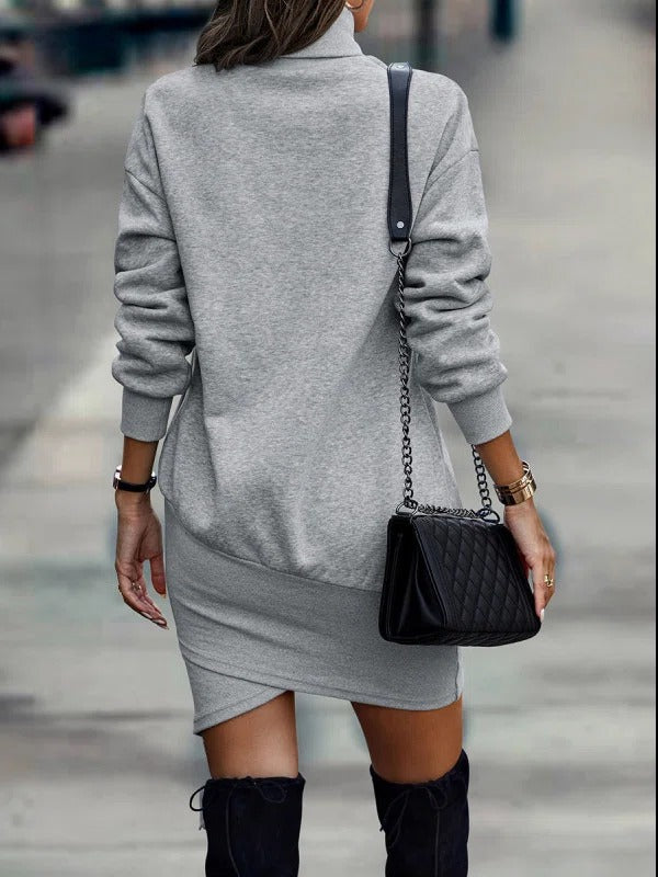 Blushu asymmetrisk långärmad miniklänning i grått