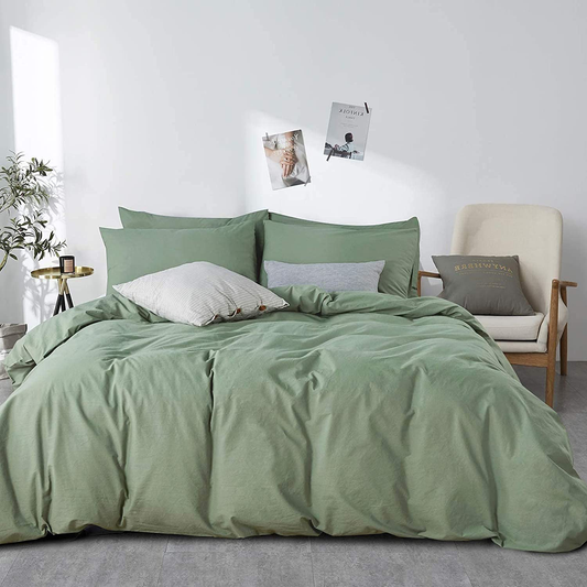 3-delat set grönt lyxigt mjukt sängset med dragkedja.