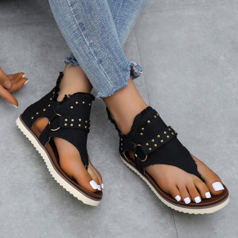 Platta sandaler med dragkedja för kvinnor